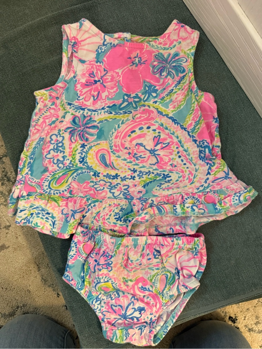 Lilly Pulitzer Girls Floral Pink Blue Green Print Bottoms